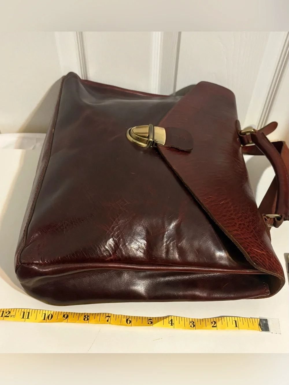SANDAST LOS ANGELES Oxblood Leather Briefcase/Luxury Messenger Bag, Handmade USA